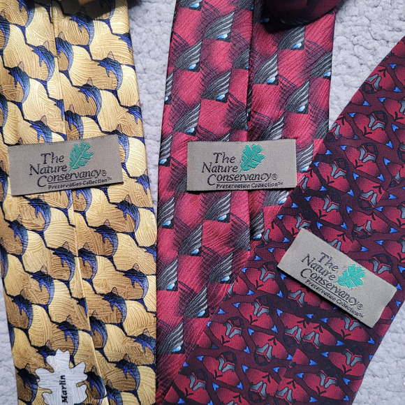 Nature Conservancy 3pc Silk Handmade Neckties Colorful Collection Fish Prints - Picture 2 of 6